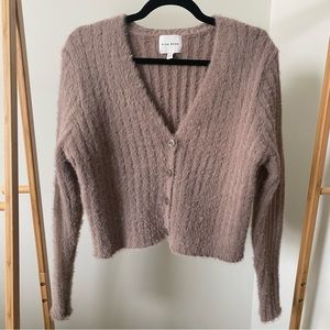 Pink Rose Cropped Fuzzy Cardigan size S